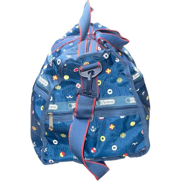 LeSportsac Boston Blue Print Nylon Duffle Weekender Bag - Picture 4 of 7